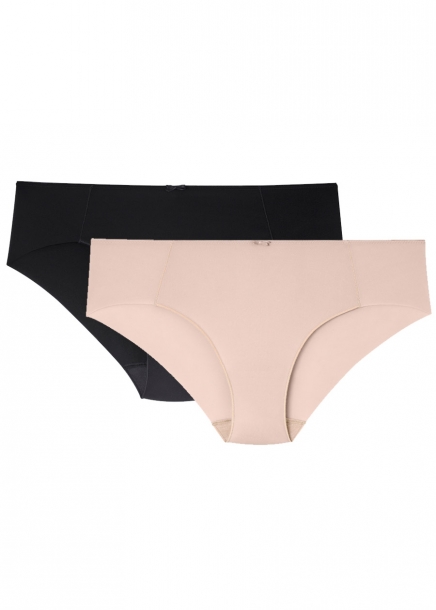 Invisible trosa Svart och hudfrg Miditrosa i 2-pack